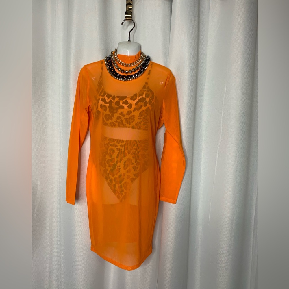 NWT Almost Famous Orange Sheer Mesh dress/coverup